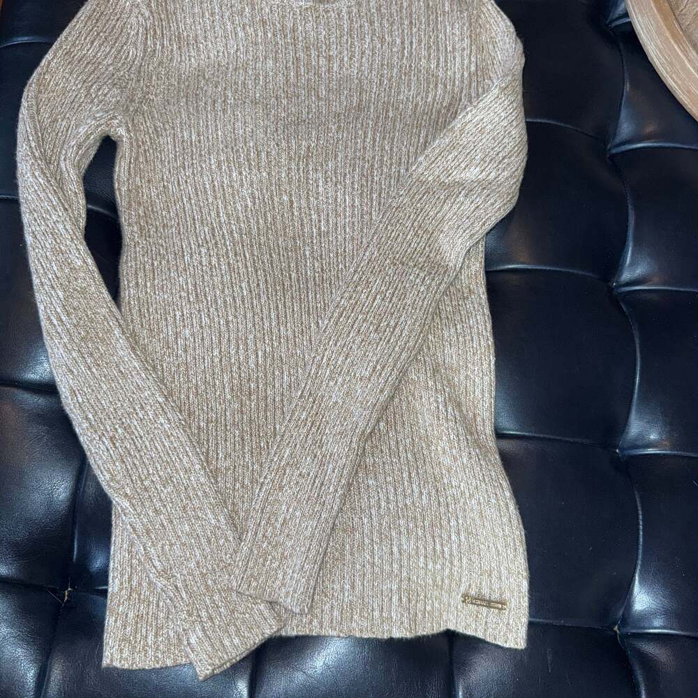 Michael Kors Tan Ribbed Knit Long Sleeve Sweater Top